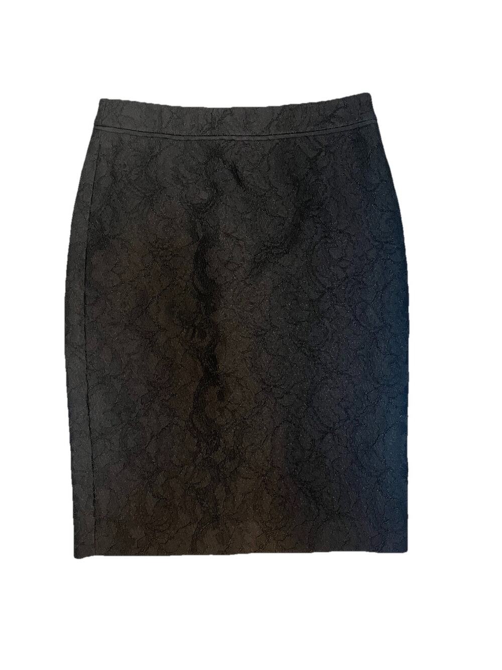 Ann Taylor Black Lace Pencil Skirt Size 2 Lined Career Cocktail Midi Classic